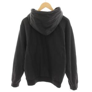 STUSSY ジップアップパーカー フード ロゴ刺繍 裏起毛 M 黒 ブラック /YT