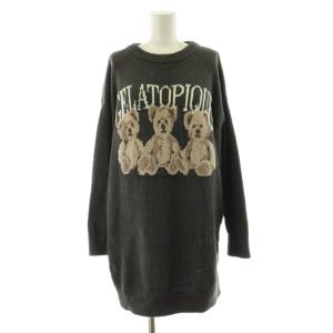 gelato pique 22AW セットアップ ニット 長袖 パンツ ルームウェア パジャマ クマ柄 ONE チャコールグレー