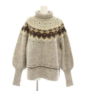 Jacquard nordic sweater ジャガード ノルディック セーター ニット 長袖 1 グレー