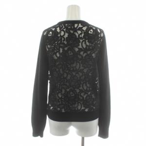 SAINT LAURENT PARIS ニット セーター 長袖 レース切替 ウール カシミヤ混 XS 黒 ブラック 454247 /AN14