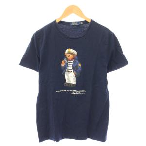 Tシャツ 半袖 クルーネック ポロベア ロゴ プリント M 紺 ネイビー /BB