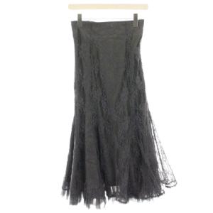 24AW 裾チュールレースマーメイドスカート フレアスカート S グレー マキシ ロング 002460800701