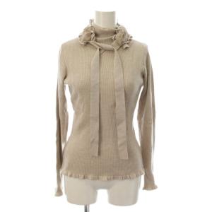 カシミヤ混 40 ベージュ カットソー 長袖 ハイネック /JP