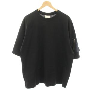 Tシャツ カットソー 袖ジップ 半袖 46 黒 ブラック 23SCU600 /HN
