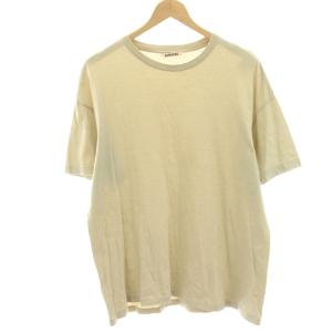 Tシャツ カットソー 4 ベージュ 無地 ラウンドネック 半袖 /HN