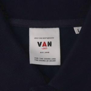 VAN JAC ポロシャツ L 紺 ネイビー 赤 レッド ストライプ柄 半袖 /AP