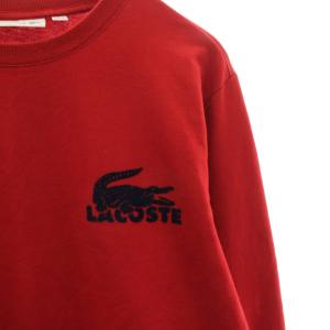 LACOSTE フロッキープリントコットンブレンドスウェットシャツ トレーナー カットソー 長袖 M 赤 レッド SH7477