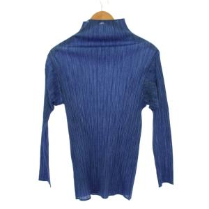 PLEATS PLEASE ISSEY MIYAKE イッセイミヤケ カットソー 長袖 ハイネック 4 ブルー PP54-JK404 /BM