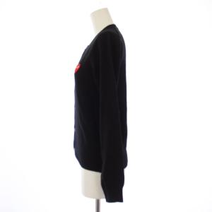 PLAY Comme des Garçons AD2010 ニットカーディガン クルーネック 長袖 ハート刺繍 S 黒 ブラック 赤 レッド AZ-N007