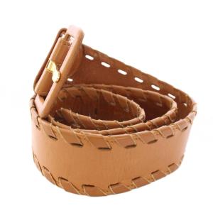 LOEWE ベルト レザー ハンドステッチ 80 ベージュ /TK OH