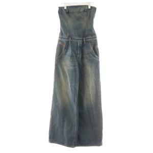 Denim strapless jumpsuit ジャンプスーツ オールインワン デニム S 青 ブルー
