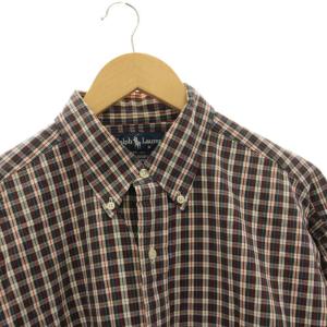 RALPH LAUREN BIG SHIRT ボタンダウンシャツ カジュアルシャツ チェック 長袖 M 黒 ブラック 白 ホワイト