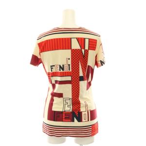 FENDI Tシャツ カットソー 総柄 半袖 44 赤 ベージュ 黒 /YM