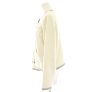JUSGLITTY タグ付き 24SS ラメツイードニットジャケット ノーカラージャケット 2 白 ホワイト 44154071