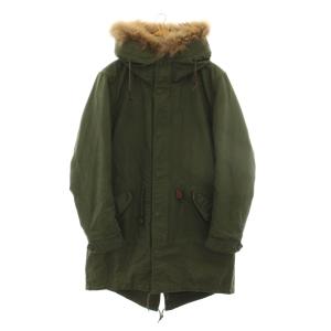 モッズコート ミリタリー アウター ウール 3 カーキ 長袖 ラクーンファー フード付き AFN-M162-C0001