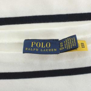 POLO RALPH LAUREN ニット カットソー 長袖 ボーダー柄 XS 白 ホワイト 紺 ネイビー /AN28