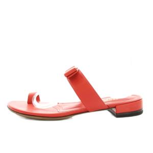 Salvatore Ferragamo サンダル ローヒール ヴァラリボン レザー 8 赤 レッド /YM