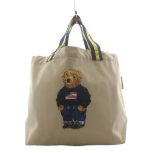 POLO RALPH LAUREN ポロベア トートバッグ ハンドバッグ ポーチ付き ナイロン ベージュ /AN4