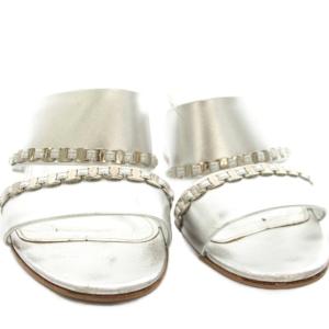 Salvatore Ferragamo サンダル チャンキーヒール 6.5 シルバー /YM