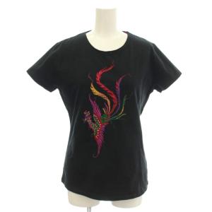 Tシャツ 半袖 刺繍 カットソー 2 黒 ブラック 016-160559 /G
