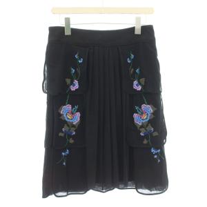 スカート メッシュ 花柄 ひざ丈 ナイロン 1 黒 ブラック 016-120514 /G