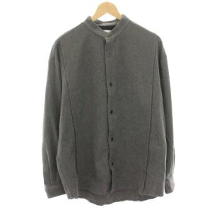 22AW カジュアルシャツ 長袖 モックネック ストライプ 2 グレー /HN