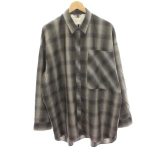 23SS TWチェックオーバーシャツ カジュアルシャツ 長袖 ウール 1 茶 ブラウン グレー 153400007