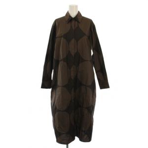 シャツワンピース ロング 長袖 ドット柄 36 茶 /BM