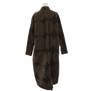 marimekko シャツワンピース ロング 長袖 ドット柄 36 茶 /BM