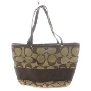 COACH シグネチャー ハンドバッグ ショルダーバッグ レザー ベージュ 茶 ブラウン 10124 /AN50