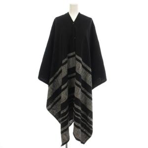 25SS ジャガードボーダーケープ ポンチョ ジャケット F 黒 ブラック 1225375165 /G