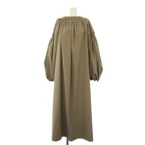 24AW TOMOCO UNABARA バルーンスリーブワンピース ロング 長袖 S ベージュ 1224630161