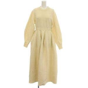 CONSTRUCTIVE KNIT ONEPIECE ニットワンピース ロング パフスリーブ 1 アイボリー