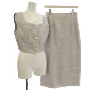 24AW セットアップ ベーシックツイードビスチェ ロングスカート M グレー 121-4210910