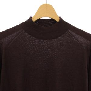 JOHN SMEDLEY ニット セーター ウール M 茶 ブラウン 無地 モックネック 長袖 /TK