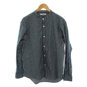 24AW シャツ S 青 ブルー ストライプ柄 バンドカラー 長袖  /LP