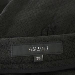 GUCCI パンツ スラックス クロコ型押し柄 シルク混 38 黒 ブラック 313400 /G