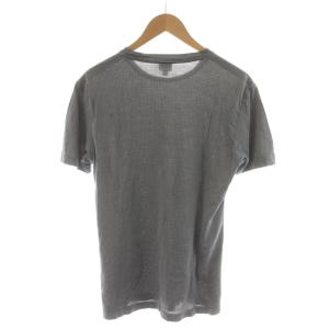 ARMANI COLLEZIONI Tシャツ カットソー 半袖 シルク 絹 L グレー チェック柄 /RR
