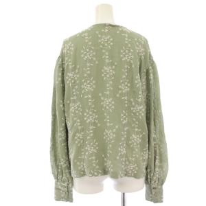 CLANE シャツ ブラウス 長袖 フラワー刺繍 パフスリーブ 1 黄緑 イエローグリーン /HN