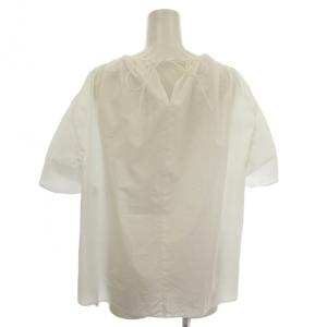 BALLSEY プロセスドコットン ギャザーブラウス 半袖 シャツ 36 白 ホワイト 11-01-32-01333 /G