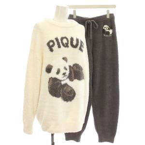 ルームウェア パンダジャガード パジャマ 長袖 パンツ F 白 グレー PWNT235093 PWNP235094