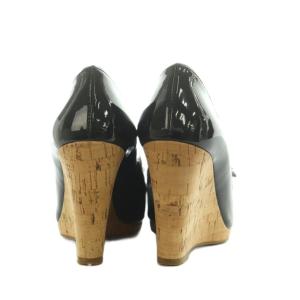 PRADA パンプス オープントゥ コルクソール ウェッジソール リボン装飾 35 22.0cm 黒 /MI