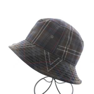 オーブ 24AW BRICK TARTAN バケットハット 帽子 チェック柄 F 紺
