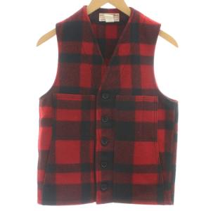 ヴィンテージ USA製 MACKINAW WOOL VEST ベスト ウール 赤 レッド 黒 ブラック