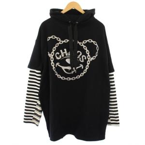 CHAOS BEAR LAYERED ONE-PIECE ワンピース ひざ丈 スウェット フード 長袖