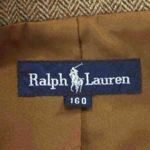 RALPH LAUREN ヘリンボーン スーツ セットアップ ジャケット パンツ 160 茶 ベージュ 3113-7613 /G