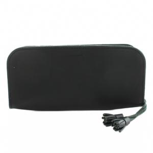zip pen case ジップペンケース ラウンドファスナー マルチポーチ カウレザー 黒 ブラック