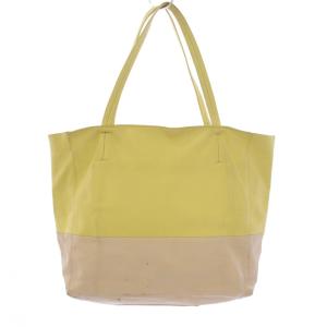 CELINE ホリゾンタルカバ バイカラートートバッグ レザー 黄 イエロー ベージュ /YT OH