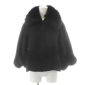 ジャケット ファー ウール カシミヤ混 アルパカ混 アウター L 黒 ブラック /AN72