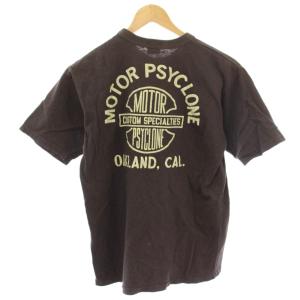 FREEWHEELERS POWER WEAR 13 motorpsyclone Tシャツ カットソー プリント 半袖 M 茶 ブラウン